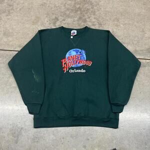 vintage planet hollywood orlando destination green made in usa crewneck